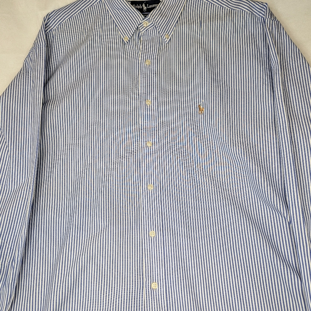 Ralph Lauren Yarmouth Pinpoint Oxford Button Down Shirt 17 1/2 34 - Picture 3 of 9